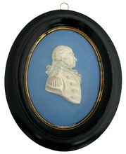 Admiral Lord Richard Howe, 1st Earl Howe, Wedgwood Blue Jasperware Portrait Profile Medallion.
