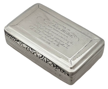 Captain John Millar of the Brig Cherub, For Saving a Boy at Greenock Harbour in 1831, Silver Presentation Snuff Box.
