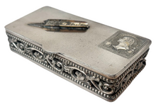 Early 20th Century Silver Plated Stamp & Nib box. Wilcox of Merdien, Connecticut.