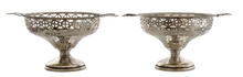 George V Pair of Silver Pedestal Dishes. Birmingham 1930 Henry Matthews. 3.9 troy ounces.