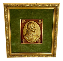 Oliver Cromwell, Lord Protector, 19th Century Gilt Metal Portrait Profile Plaque.