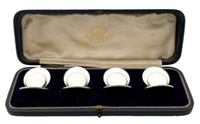 Edwardian Cased Set of Silver Menu & Place Card Holders. Chester 1907 Goldsmiths & Silversmiths Co.