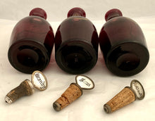 William IV Silver Decanter Stand & Three Amethyst Glass Decanters. London 1832 The Barnards. 25 troy ounces.