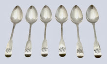 Georgian, George IV, Six Silver Teaspoons. Newcastle 1821 Christian & David Reid. 2.5 troy ounces
