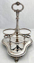 William IV Silver Decanter Stand & Three Amethyst Glass Decanters. London 1832 The Barnards. 25 troy ounces.