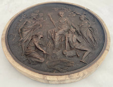 Demeter, Harvest Goddess, Neoclassical Bronzed Resin Relief Plaque in Marble Surround.