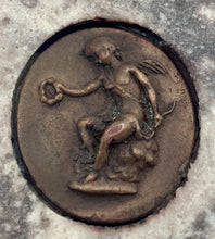 Demeter, Harvest Goddess, Neoclassical Bronzed Resin Relief Plaque in Marble Surround.