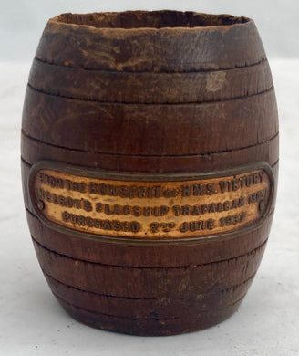'From the Bowsprit of HMS Victory, Nelson's Flagship Trafalgar 1805' Barrel Matchstick Holder.