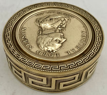Early 19th Century Admiral Lord Nelson Circular Brass Snuff Box with Battle Honours.