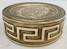 Early 19th Century Admiral Lord Nelson Circular Brass Snuff Box with Battle Honours.
