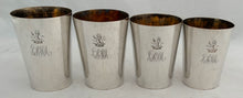 Georgian, George III, Set of Four Old Sheffield Plate Stacking & Graduated Campaign Drinking Beakers.