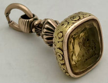 Vice Admiral Sir Charles Richardson KCB, Royal Navy, Late George III Yellow Metal & Citrine Armorial Fob Seal.