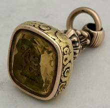 Vice Admiral Sir Charles Richardson KCB, Royal Navy, Late George III Yellow Metal & Citrine Armorial Fob Seal.