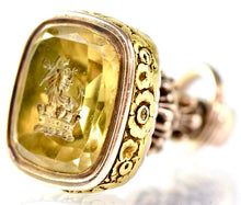 Vice Admiral Sir Charles Richardson KCB, Royal Navy, Late George III Yellow Metal & Citrine Armorial Fob Seal.