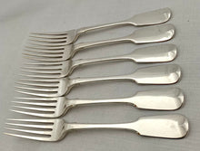 Georgian, George IV, Six Silver Table Forks. London 1829 John, Henry & Charles Lias. 14.4 troy ounces.