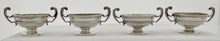 Edwardian Cased Set of Four Silver Trophy Cup Salts. Birmingham 1907 William Hutton & Sons Ltd. 5.7 troy ounces.