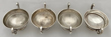 Edwardian Cased Set of Four Silver Trophy Cup Salts. Birmingham 1907 William Hutton & Sons Ltd. 5.7 troy ounces.
