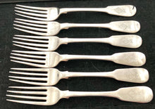 Georgian, George IV, Six Scottish Silver Dessert Forks. Edinburgh 1827/28 Franklin & Sons. 6.5 troy ounces.