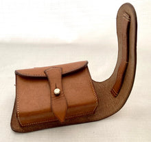 Champion & Wilton Silver Plated Sandwich Box in Leather Saddle Pouch. J. Yates & Sons, Birmingham.