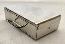Champion & Wilton Silver Plated Sandwich Box in Leather Saddle Pouch. J. Yates & Sons, Birmingham.