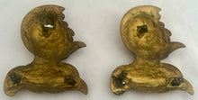 19th Century Pair of Gilt Metal Lion in Armour Heraldic Mounting Plaques.