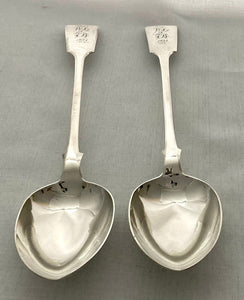 Victorian Pair of Silver Basting Spoons. Exeter 1855 John Stone. 8.3 troy ounces.