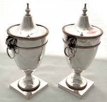 19th Century Pair of Silver Plate on Copper Ram Mask Covered Urns