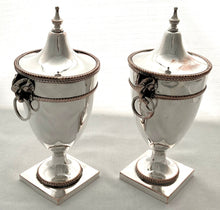 19th Century Pair of Silver Plate on Copper Ram Mask Covered Urns