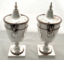 19th Century Pair of Silver Plate on Copper Ram Mask Covered Urns