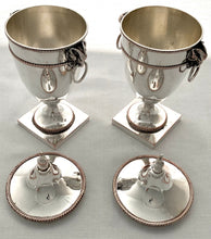 19th Century Pair of Silver Plate on Copper Ram Mask Covered Urns