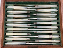 Georgian, George III, Cased Set of Silver & Mother of Pearl Fruit Knives & Forks for Eighteen. London 1809/10 Moses Brent.