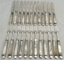 Georgian, George III, Silver & Mother of Pearl Dessert Knives & Forks for Twelve. Sheffield 1819 James Crawshaw.