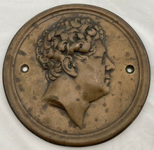 Bronzed Metal Relief Portrait Plaque of George IV, after Stothard & Chantrey, circa 1828.