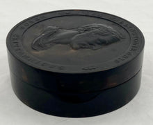 Duke of Wellington Shellac Snuff Box, Laureate and Draped Bust Right, after P. Wyon.