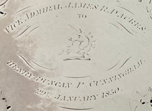 Georgian, George II, Silver Waiter for Vice Admiral James R Dacres. London 1758 William & Robert Peaston. 10.6 troy ounces.