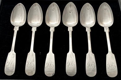 Six Early Victorian Silver Teaspoons. Newcastle 1838 Thomas Wheatley. 2.7 troy ounces.