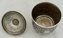 Anglo Indian Silver Cutch Pattern Cylindrical Box & Cover, circa 1890. 8.3 troy ounces.