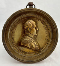 Napoleon Bonaparte Emperor & King, Gilt Metal Portrait Profile Roundel. After Maire, circa 1820.