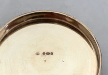 Continental Circular, Gemstone Inset, Silver Snuff Box. London Import 1905, Louis Desoutter. 2.8 troy ounces.