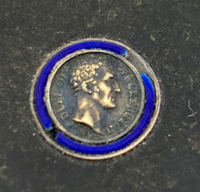 Duke of Wellington Shellac Snuff Box with Brass & Enamel Medalet.