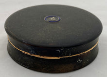 Duke of Wellington Shellac Snuff Box with Brass & Enamel Medalet.