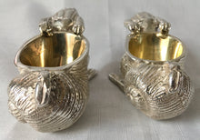 Pair of Silver Plated Frog & Snail Shell Gilt Lined Salts.