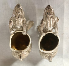 Pair of Silver Plated Frog & Snail Shell Gilt Lined Salts.