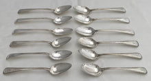 Georgian, George III, Twelve Provincial Thread Pattern Silver Teaspoons. Hampston, Prince & Cattles, York. Circa 1800. 7.3 troy ounces.