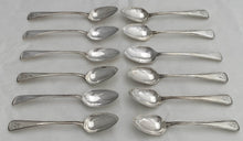 Georgian, George III, Twelve Provincial Thread Pattern Silver Teaspoons. Hampston, Prince & Cattles, York. Circa 1800. 7.3 troy ounces.