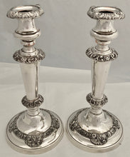 Early Victorian Pair of Old Sheffield Plate Candlesticks, circa 1840 - 1850.