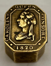 Caroline of Brunswick, Queen Consort to George IV, Small Brass Box, circa 1820.