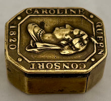 Caroline of Brunswick, Queen Consort to George IV, Small Brass Box, circa 1820.