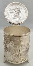 A Northern European Style Silver Plated Lidded Tankard with Relief Detail.