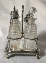 Georgian, George III, Silver Cruet Stand & Later Silver Mounted Bottles. 4.9 troy ounces.